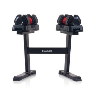 Hantelset StrongLock 4.0 med ställ, 2 x 25 kg, Hammer