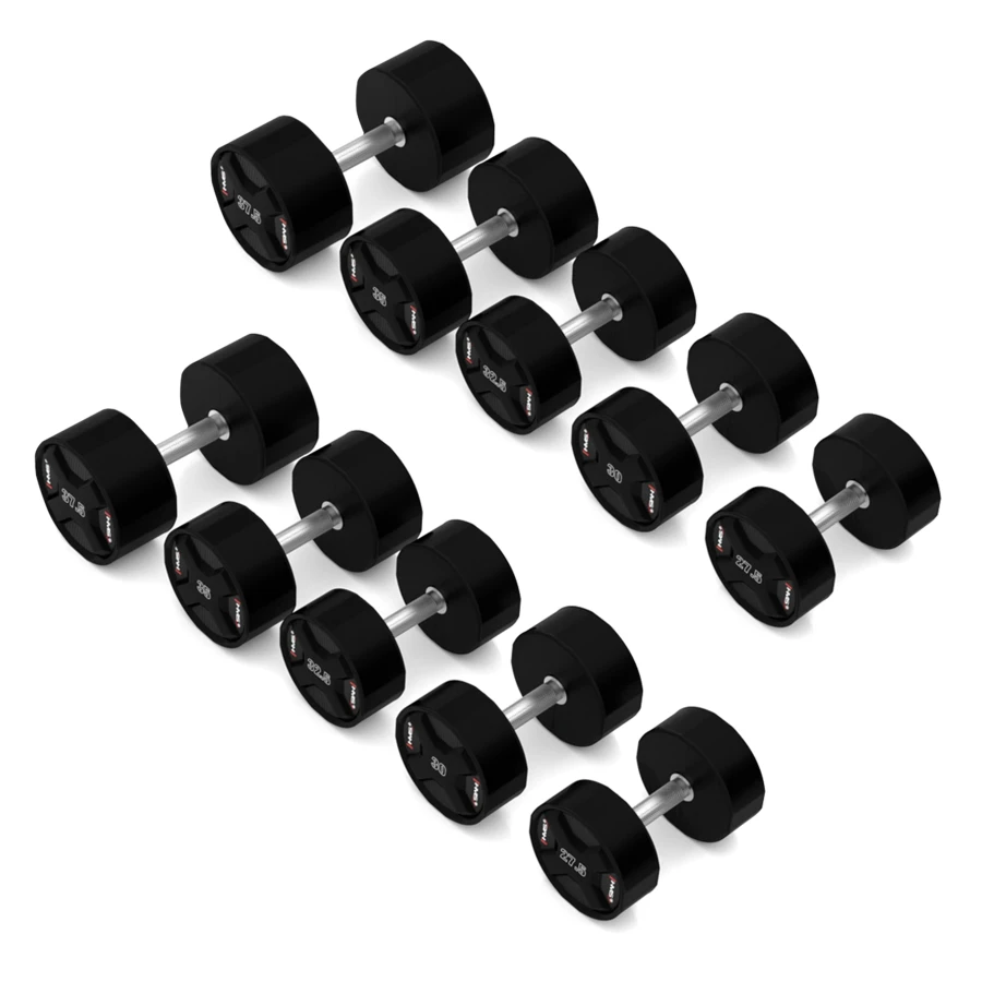 Hantelset i polyuretan 2 x 27,5–37,5 kg (totalt 325 kg) från HPC