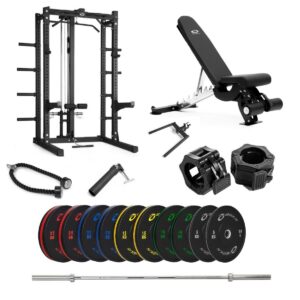 Abilica - Half Rack Bumper färger med bänk och latsdrag – 170 kg